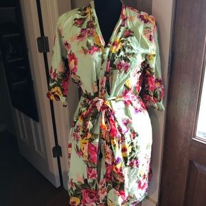 Mint green floral robe